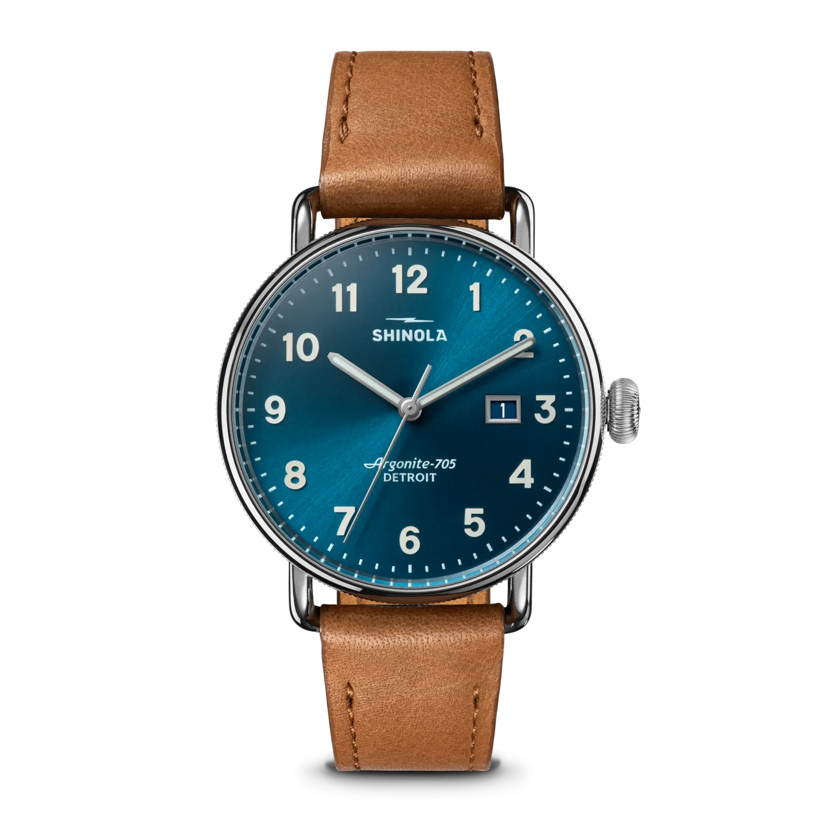 CANFIELD 3HD WATCH 38MM, TAN LEATHER STRAP