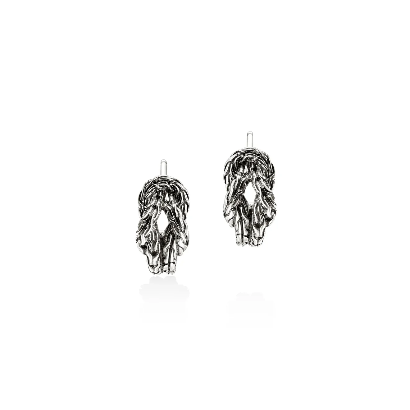 JH LOVE KNOT HOOP EARRINGS, STERLING SILVER
