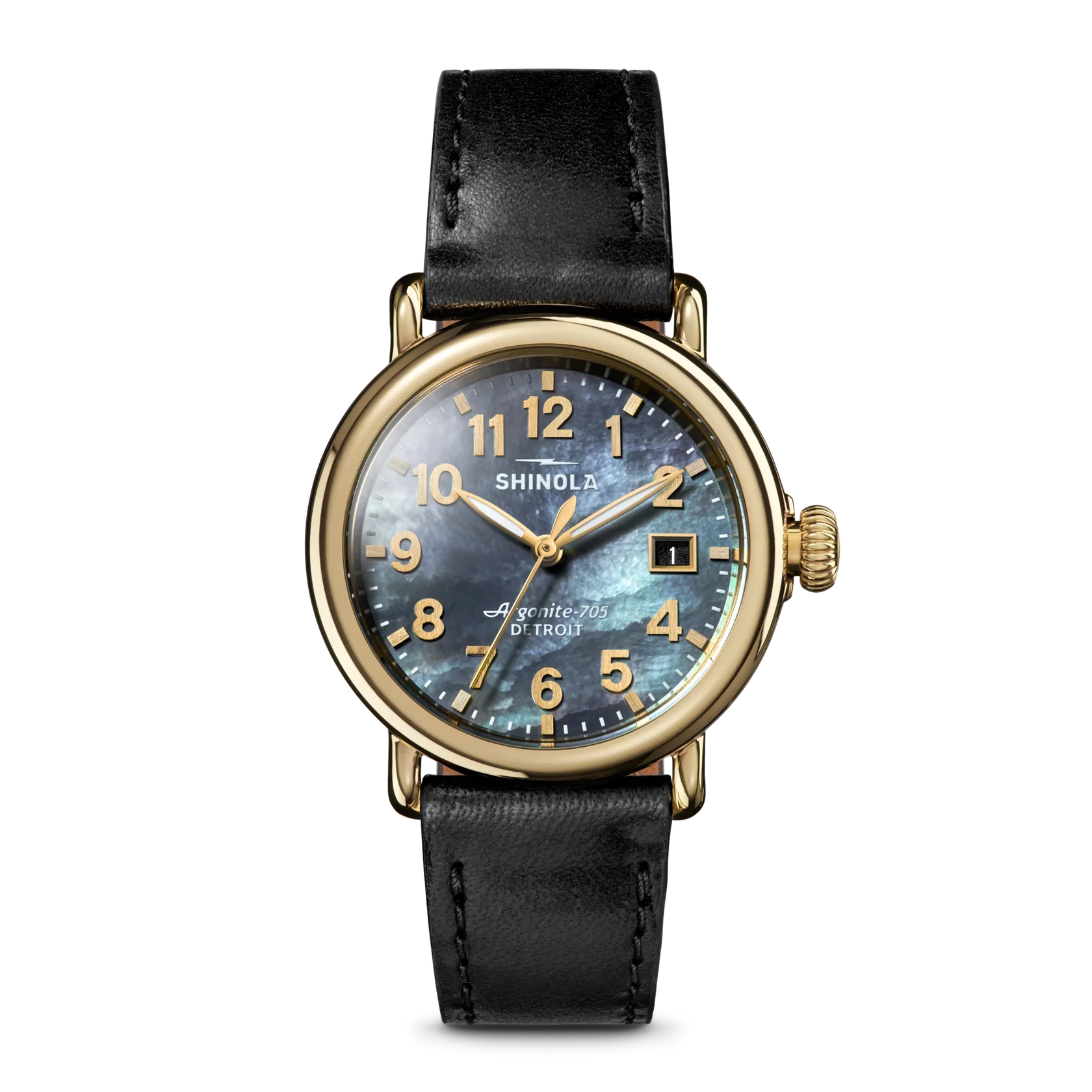 RUNWELL 36MM, BLACK LEATHER STRAP