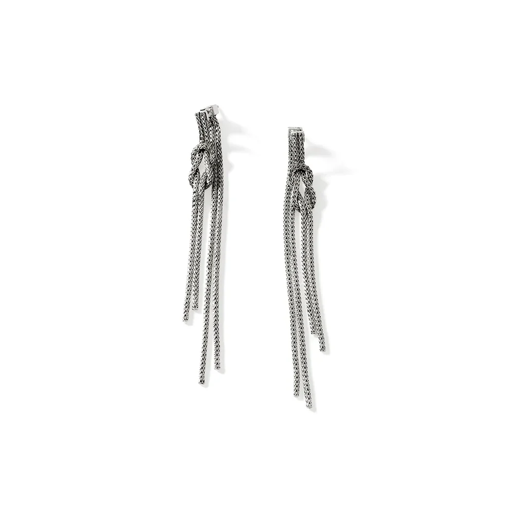 JH LOVE KNOT DROP EARRINGS, STERLING SILVER