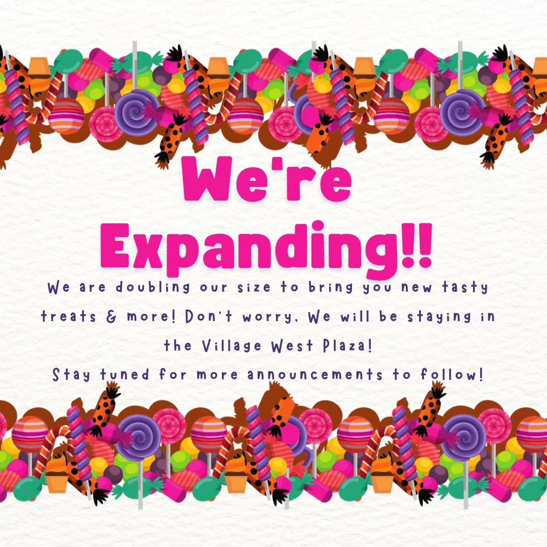 We are so excited to finally tell everyone our great news! We are expanding!! Our store will be twice the size it is now so we can bring you even more fun and tasty treats! We couldn't do it without all the support we have received from the Erie comm