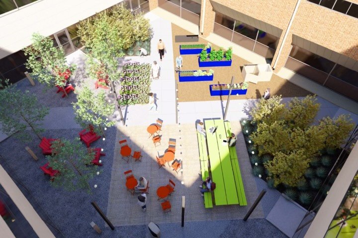 We love it when a plan (errr, a courtyard!) starts to come together!  After all the demo and subgrade and prep, a magical thing happens when trees and finished surfaces emerge&hellip; all of a sudden things start to look a lot like the renderings!  S