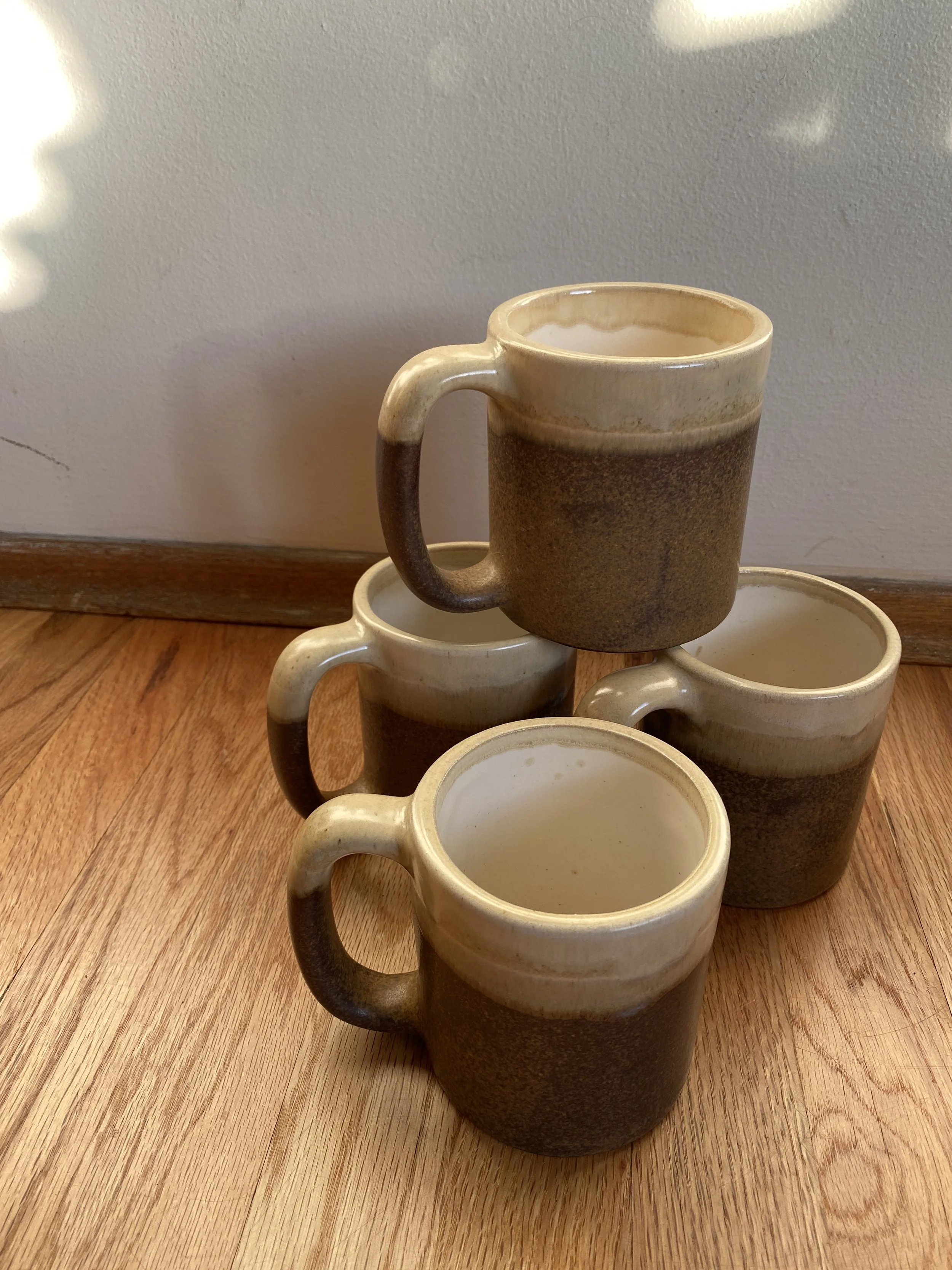 Large Vintage Ceramic Mugs signed CyC Set of 4 — rescue vintage Seattle