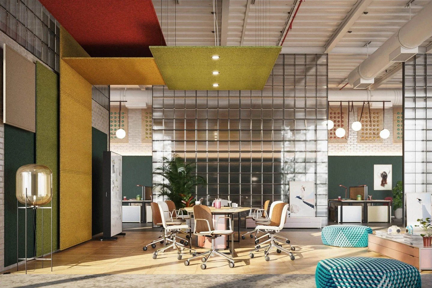 When the same surface language extends across both the wall and the ceiling, a space starts to feel more unified.

PLANE was designed as a flexible acoustic system that supports continuity across the built environment. For example, with PLANE Wall Mo
