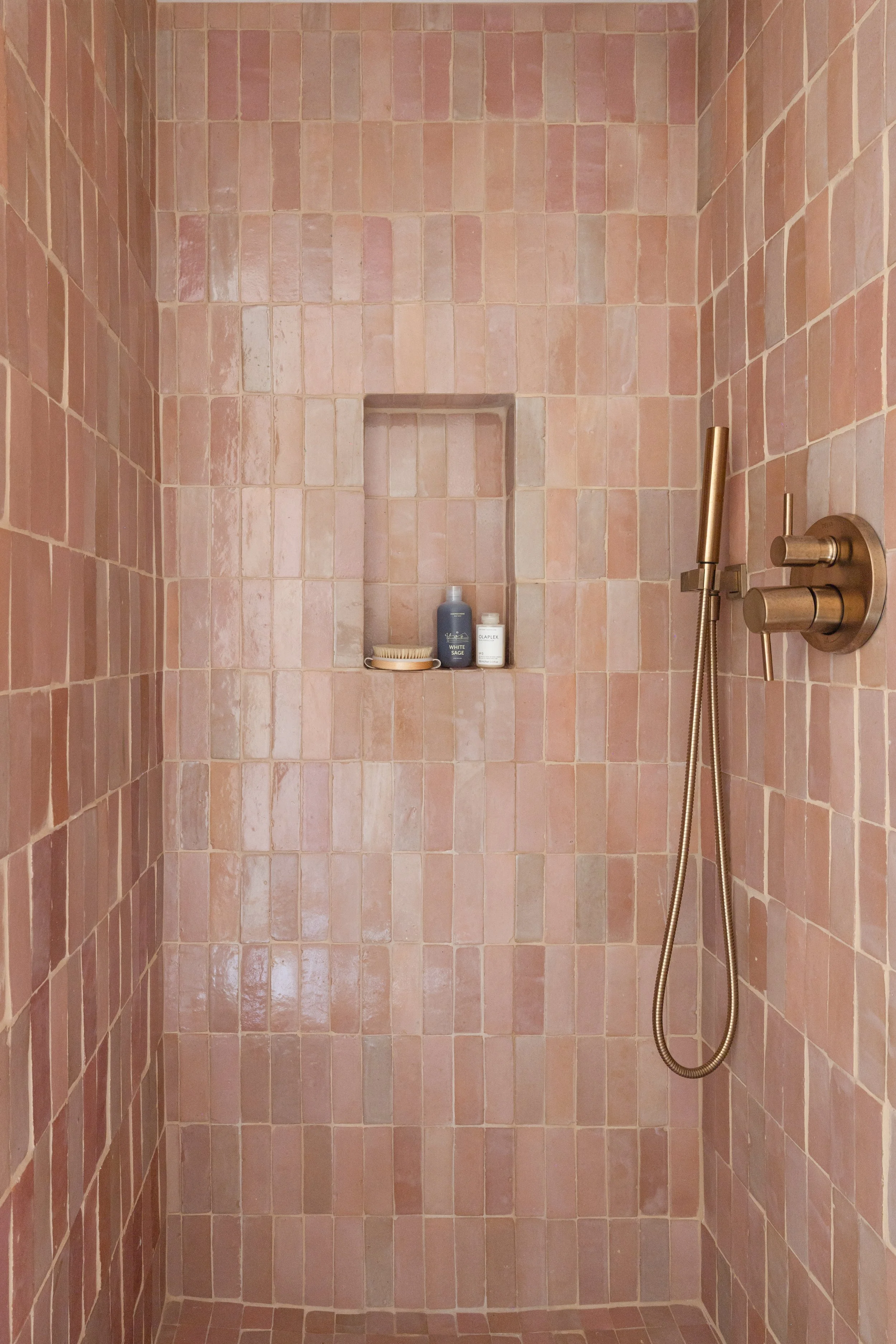 Pink Dusty Rose Tile Shower