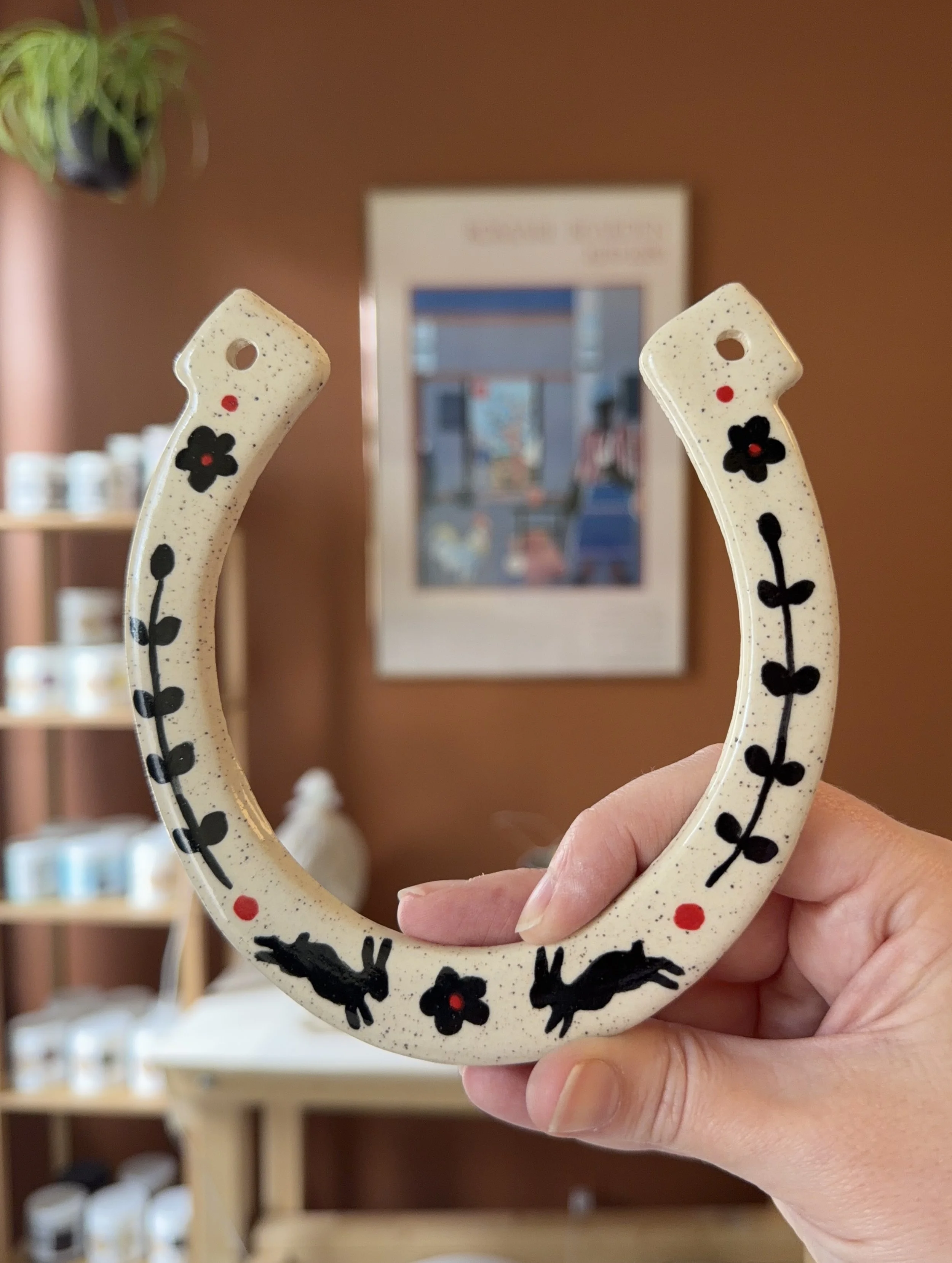 *Preorder* Good Luck Handpainted Ceramic Horseshoe (2)