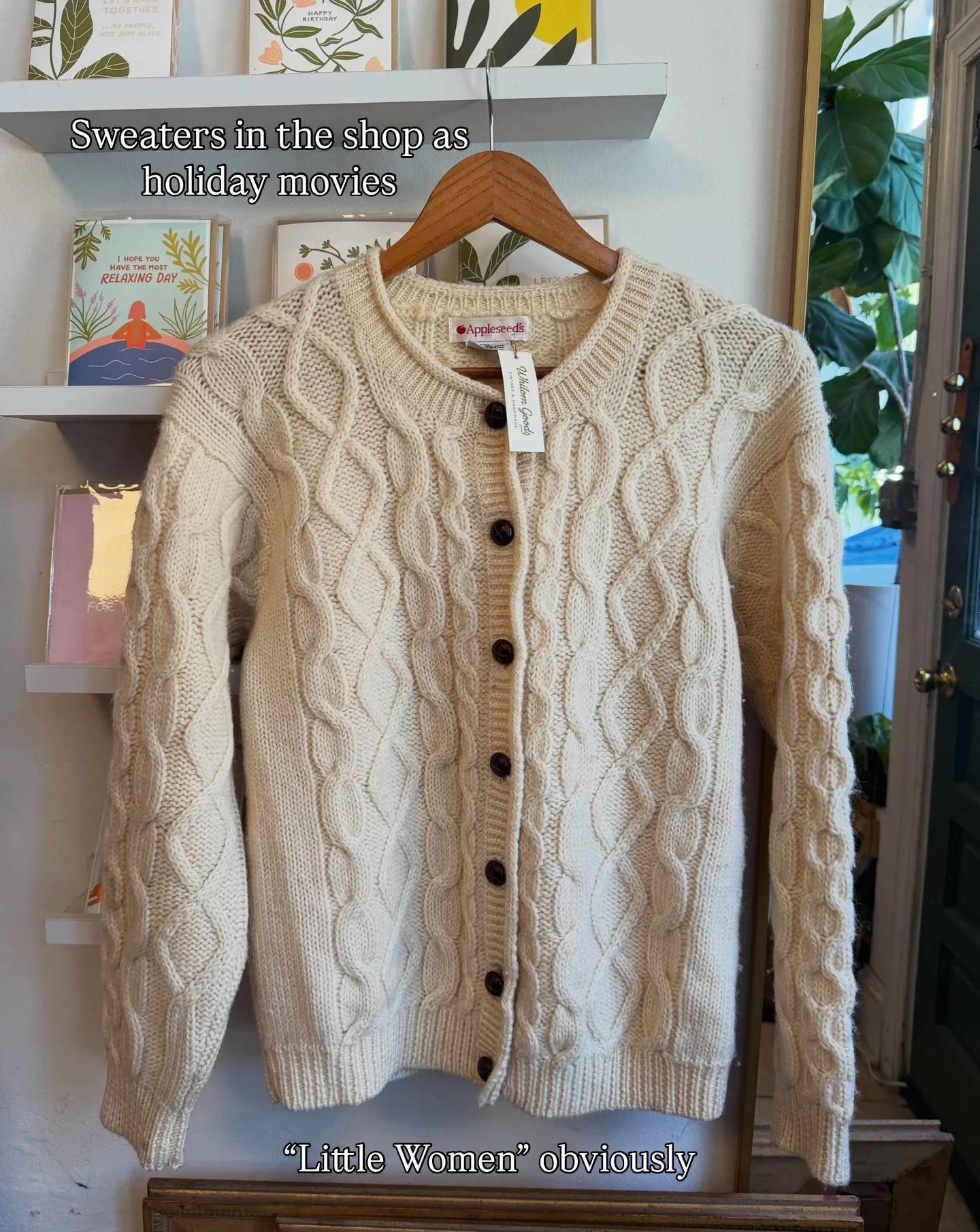 There&rsquo;s so many good vintage sweaters in the shop right now! DM for sizes/pricing 🎄✨