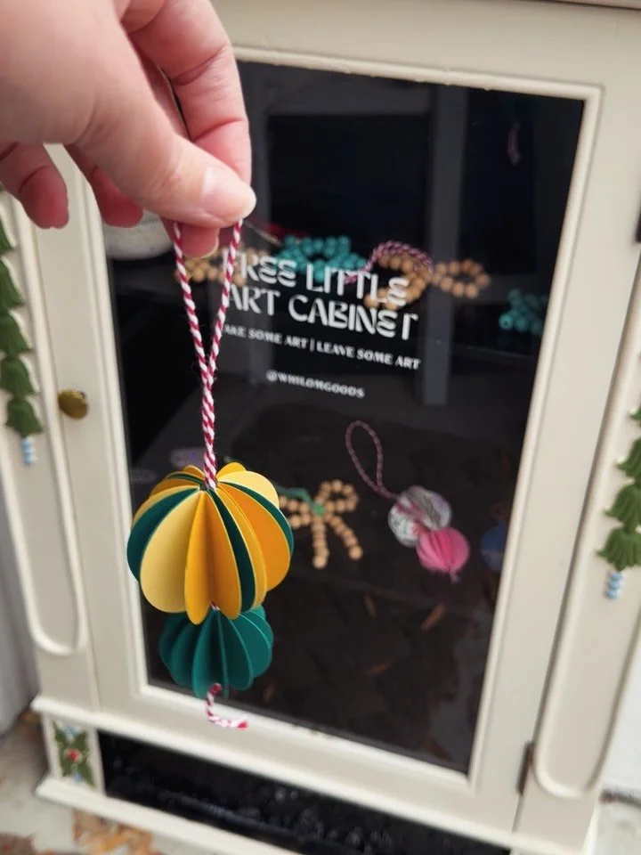 The Free Little Art Cabinet is looking real cute &amp; festive! Handmade ornaments, painted rocks, &amp; pottery while they last 💖🎄❄️ 

📍 1 N 2nd St, Richmond, VA 23219