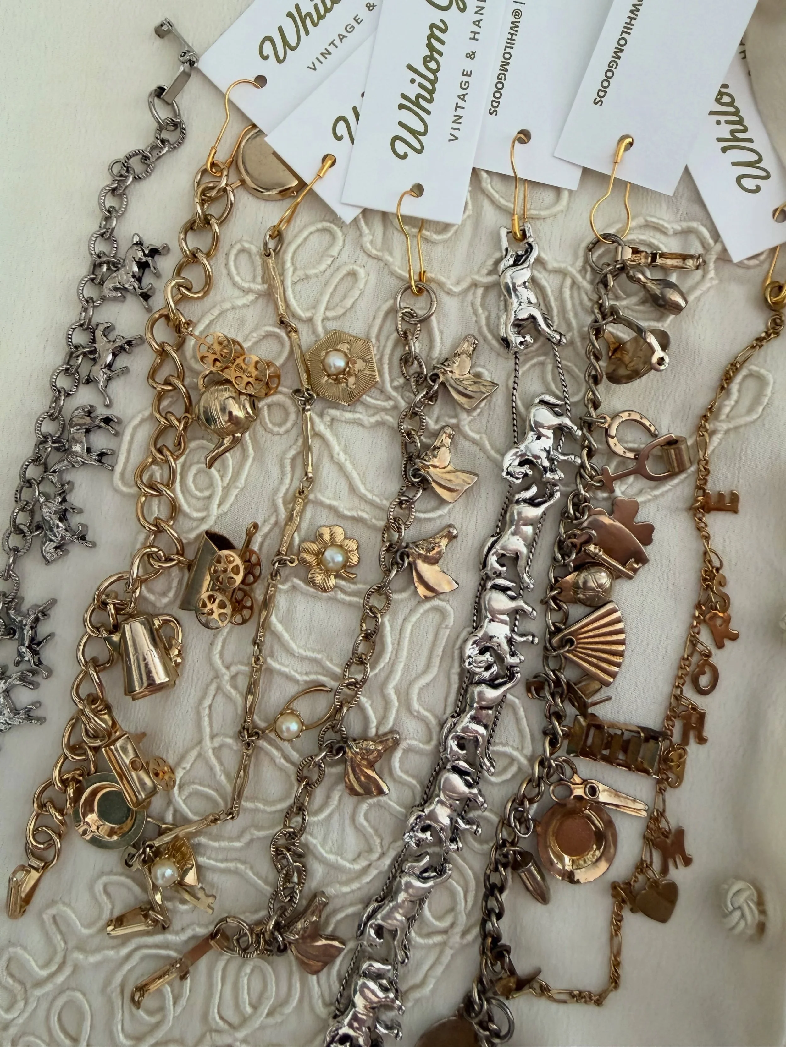 I told you guys I&rsquo;m making vintage charm bracelets cool this summer! These + several others are now available in the shop 🌞

#vintage