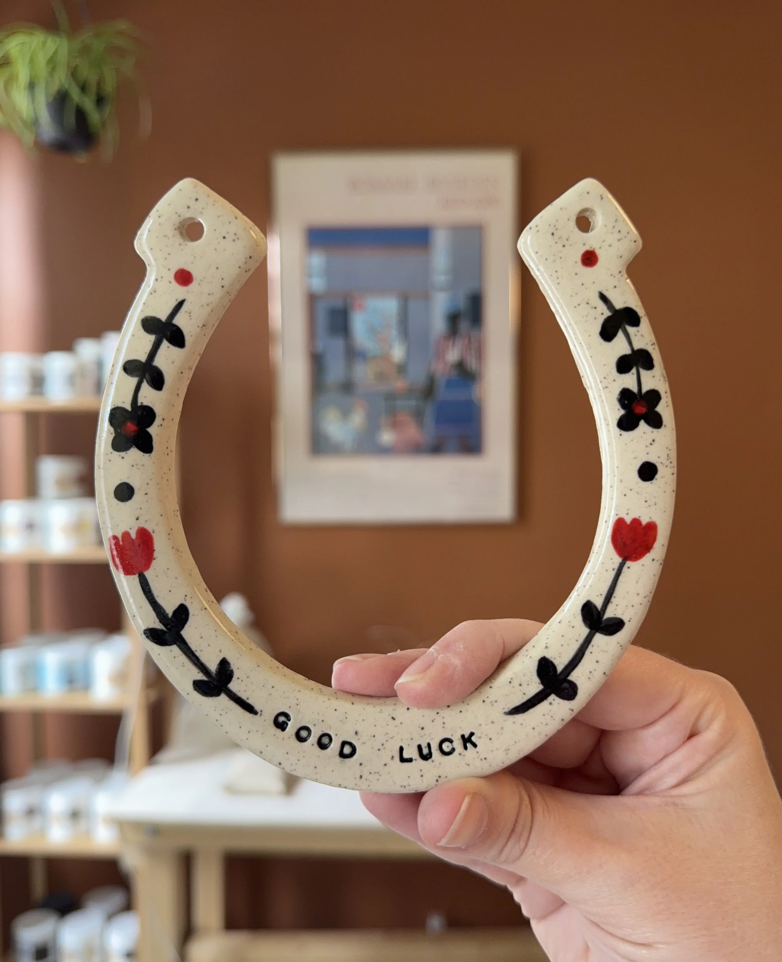 *Preorder* Good Luck Handpainted Ceramic Horseshoe (1)