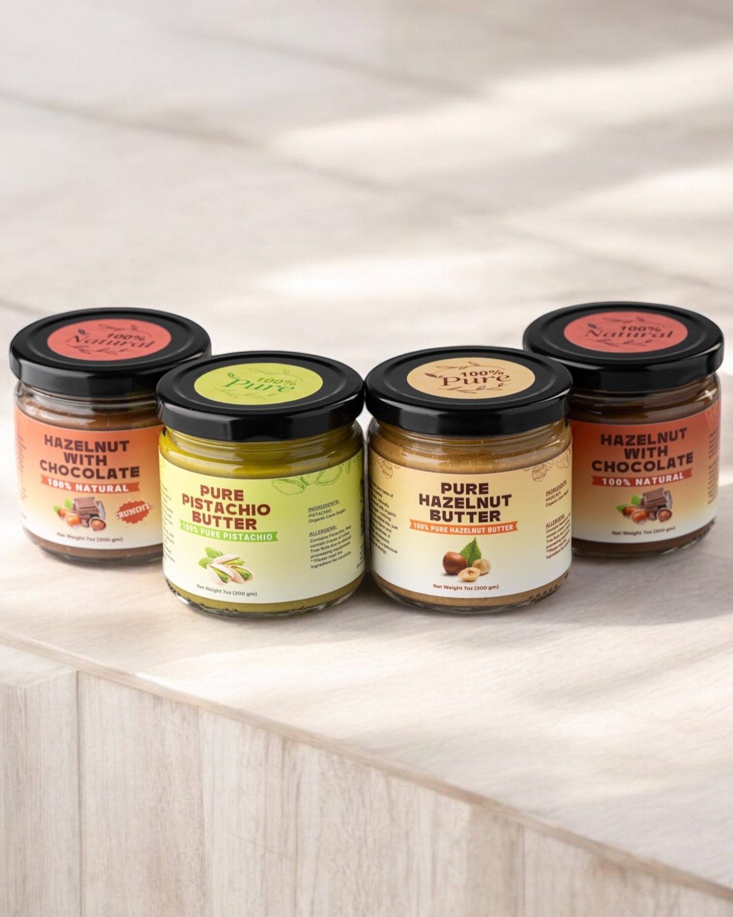 Nutty, natural, and beautifully lit.
Really enjoyed photographing this clean and vibrant product line for Neat Sweet &mdash; a brand that knows how to do spreads right. From the creamy textures to the rich colors, every jar was a visual treat to shoo