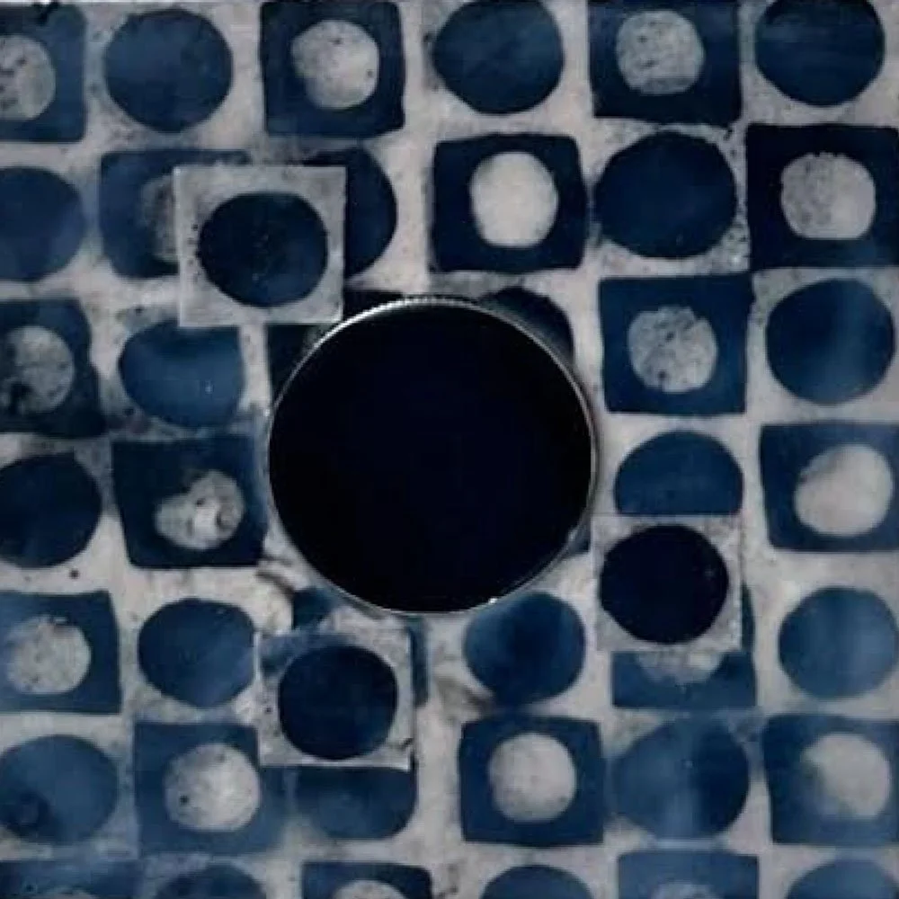 Night Eclipse, 2025, encaustic, metal, wood, 8x8x.75”