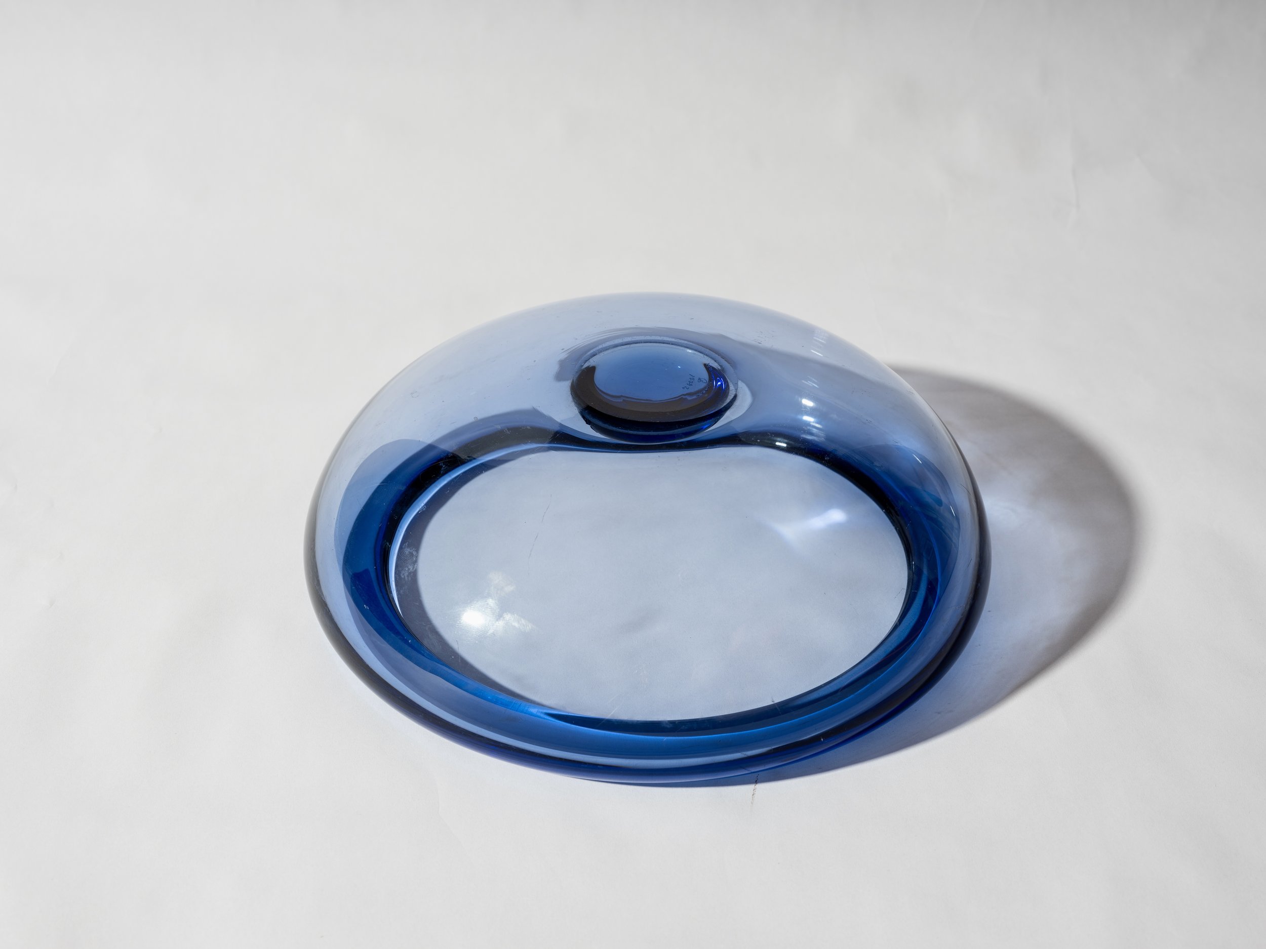 Blue Glass Bowl by Per Lutken for Holmegaard Denmark