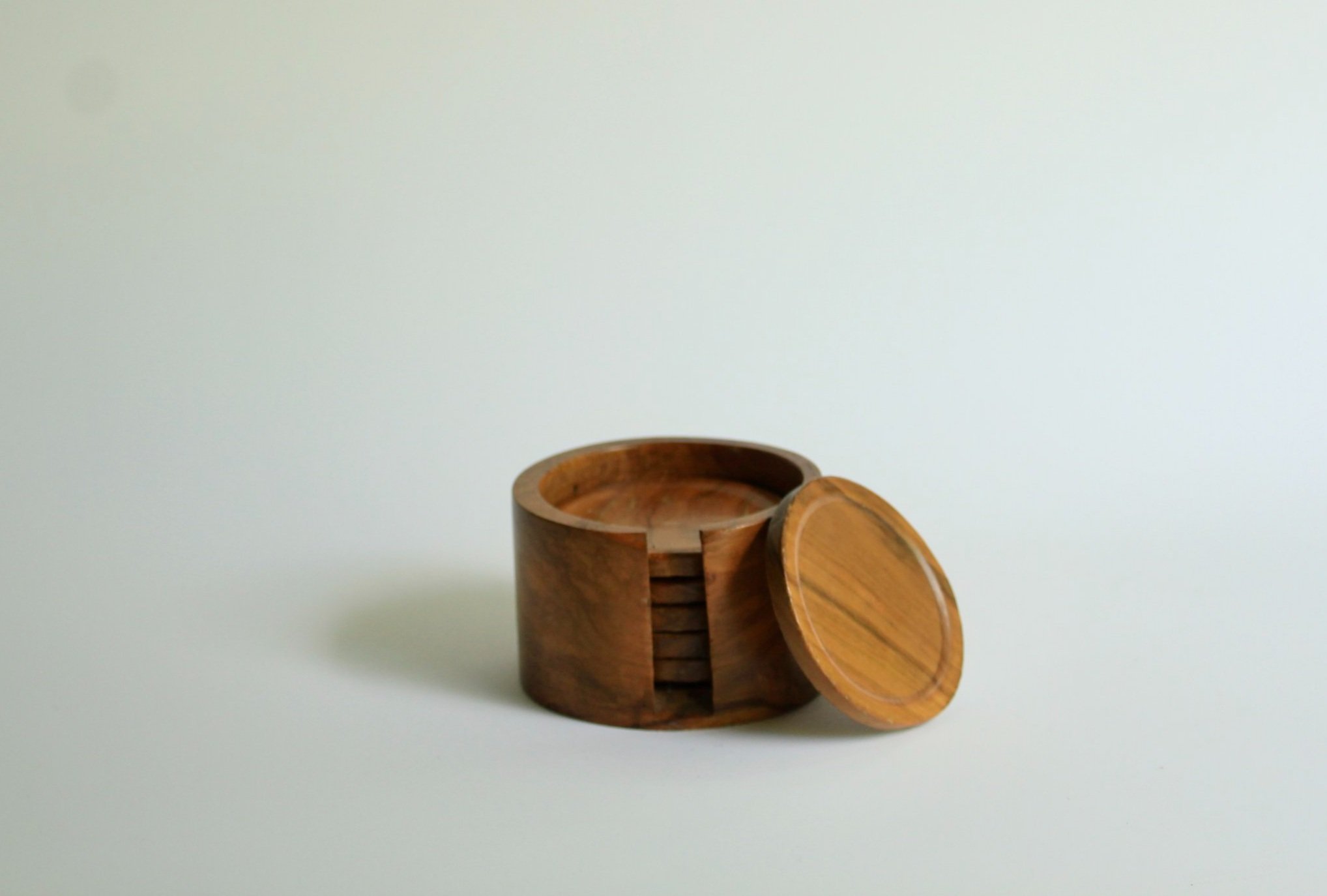 Hand-Carved Wooden Stackable Coasters – Set of 6