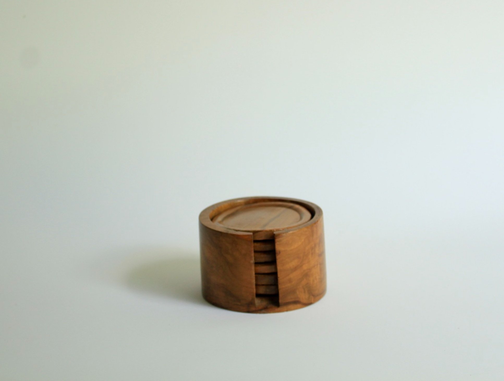 Hand-Carved Wooden Stackable Coasters – Set of 6