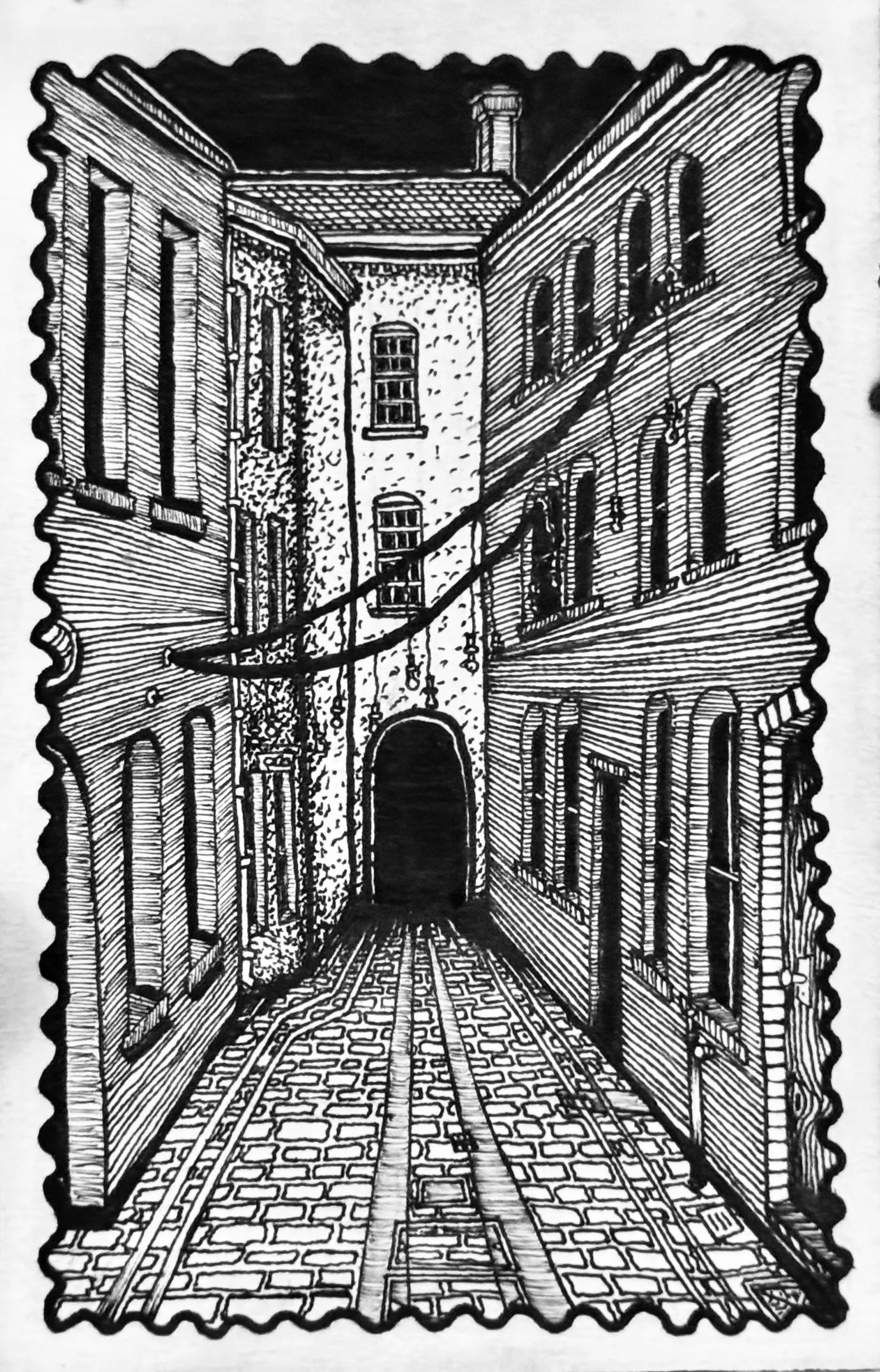 An abstract picture of a alley in Ireland With a fun border