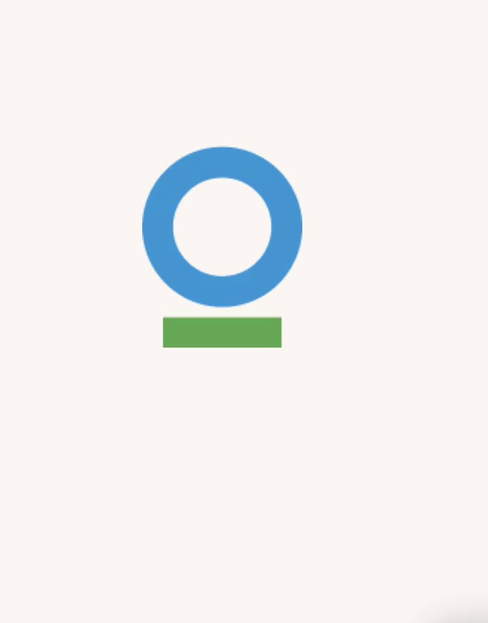 A simple graphic with a blue circle above a green rectangle on a light background.