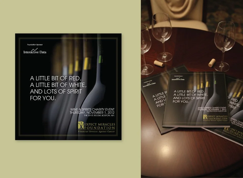 Programs for an Expect Miracles Foundation wine event.