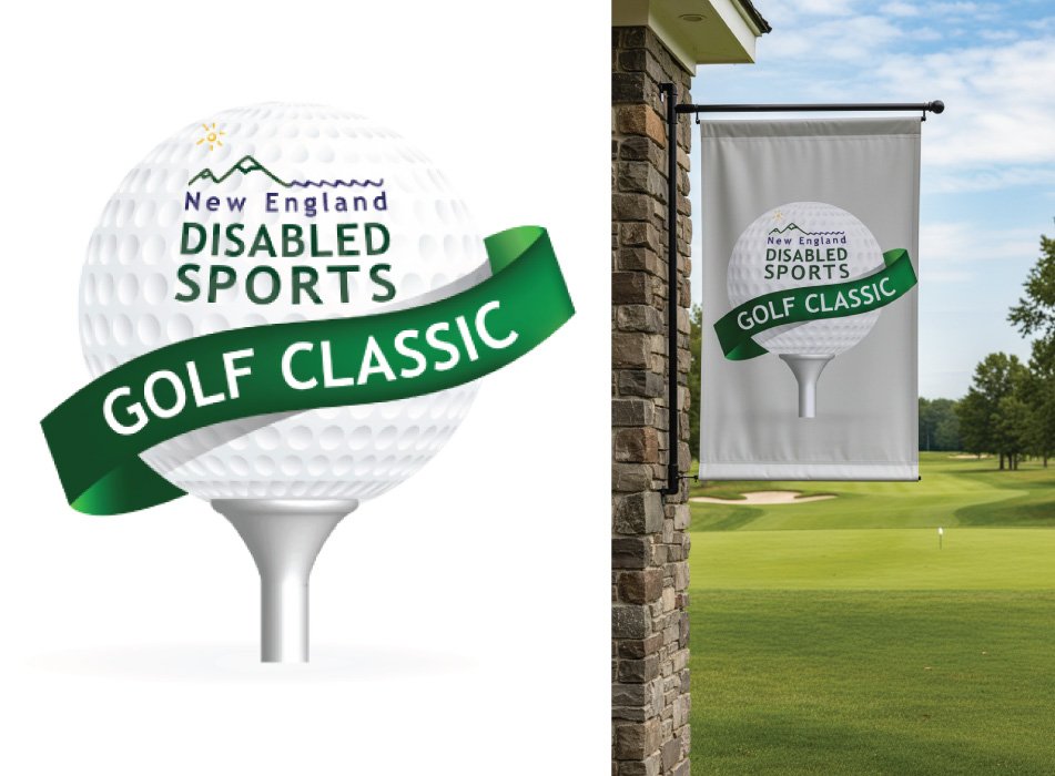 A logo for New England Disabled Sports Golf Classic that incorporated their primary mark.