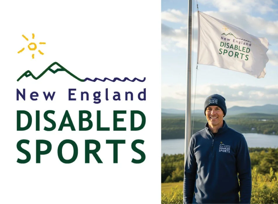 Logo for New England Disabled Sports that represents their brand, represents nature, and stands the test of the time. A recognizable mark in multiple formats that would be clearly identifiable on uniforms, promotional materials and signage.