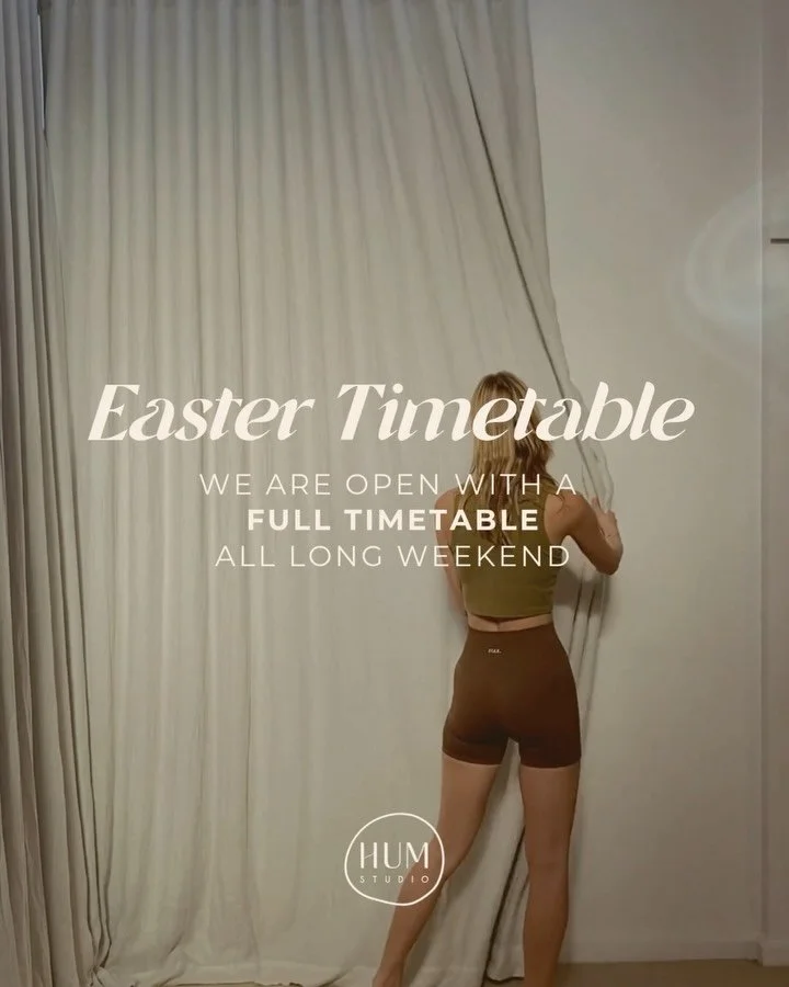 It&rsquo;s when our lives feel busy that we need this practice the most. ✨

HUM will be open all Easter Long Weekend with no changes to the timetable. 

We will offer all our usual classes, as a safe space for you to land. 

Book in early, and take s