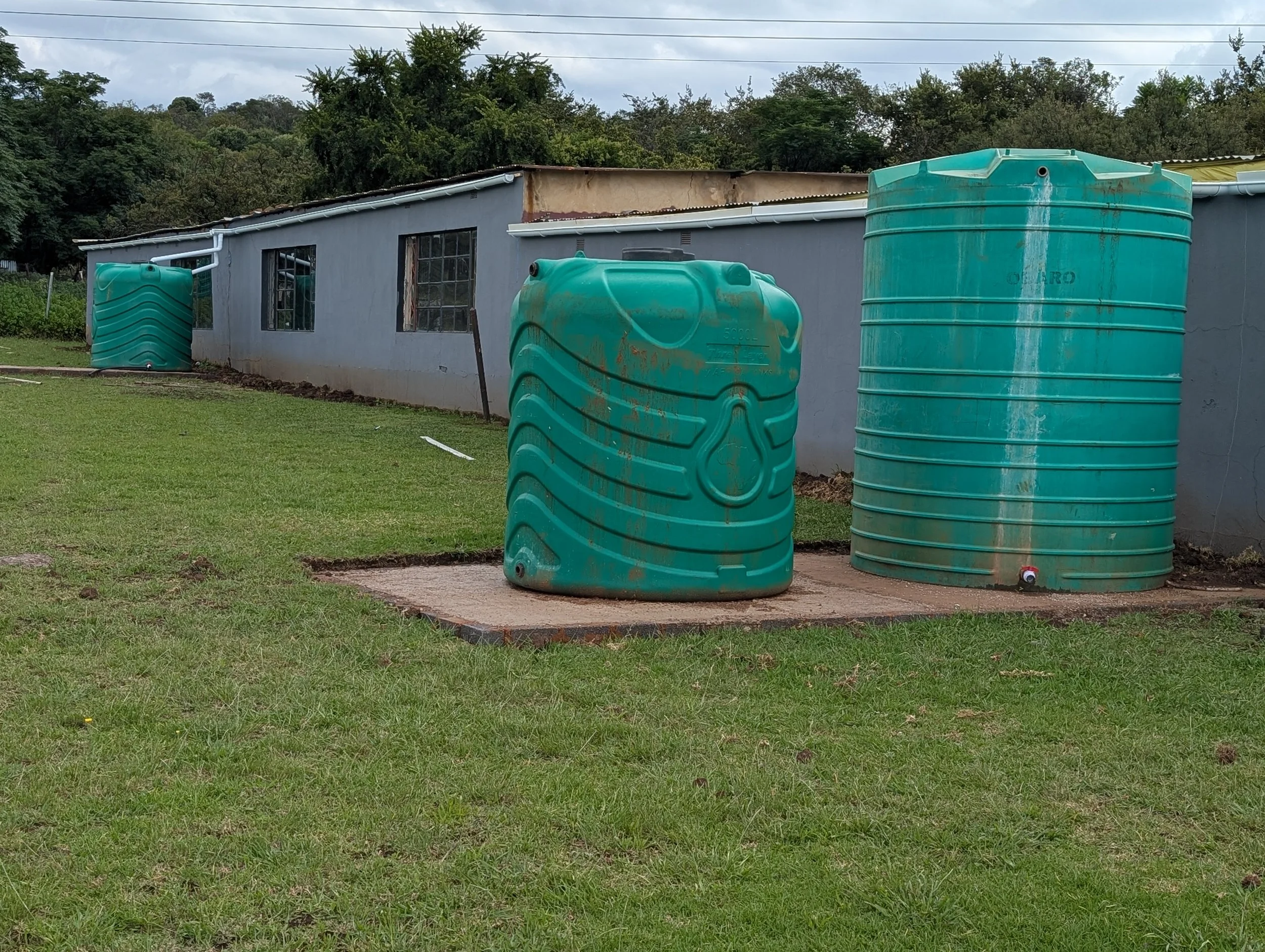 Rainwater is collected from school roof
