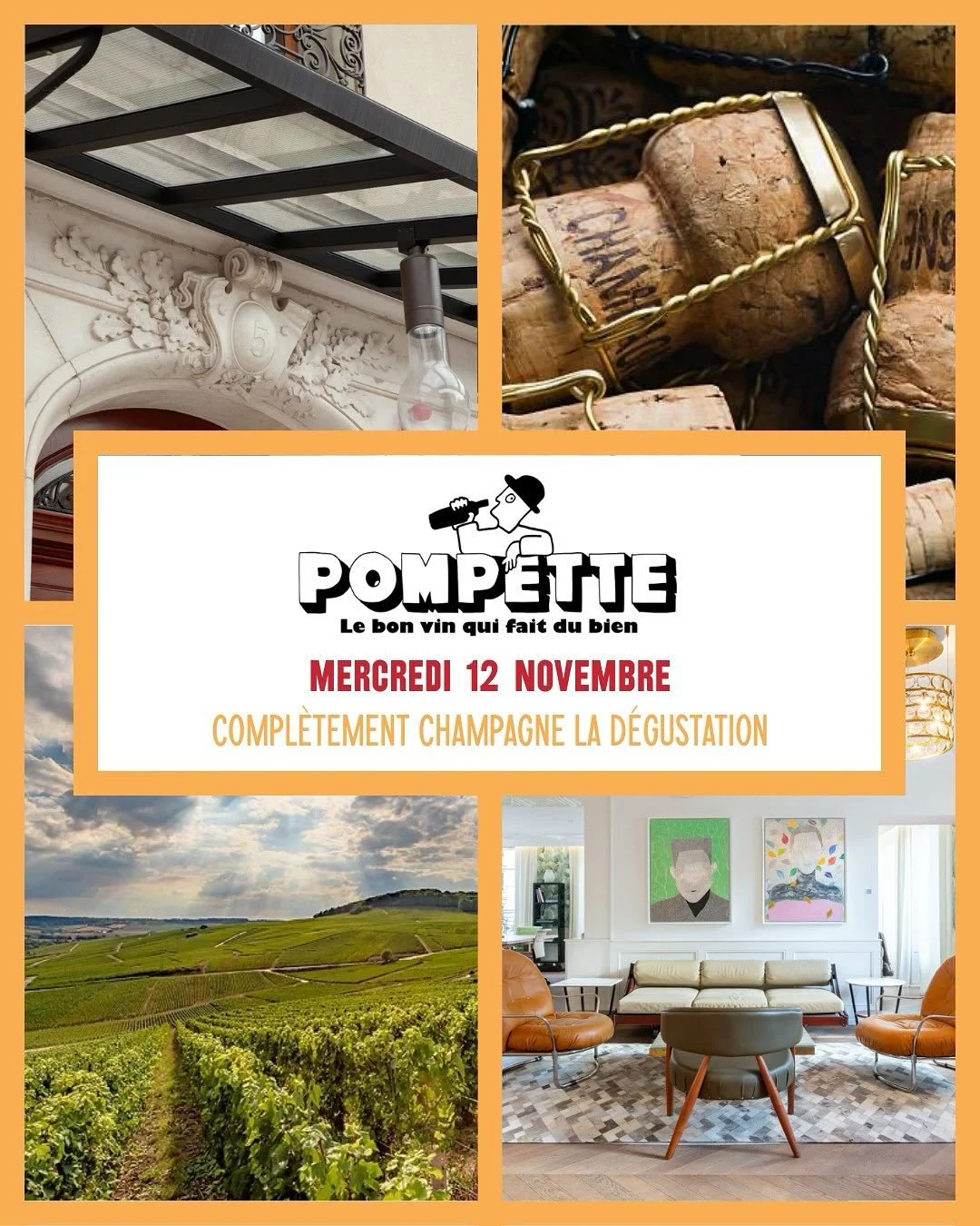 Compl&egrave;tement Champagne 
Le Tasting 🍾
Mercredi 12 Novembre 15.30-19h 
@safre.geneve 

Avec
Charles Dufour 
@charlesdufour 
Bryan Marx
Domaine des Tuileries 
@champagnemarxcoutelas 
Cyril Bonnet @champagnebonnetponson 
Gaspard Brochet @gaspardb