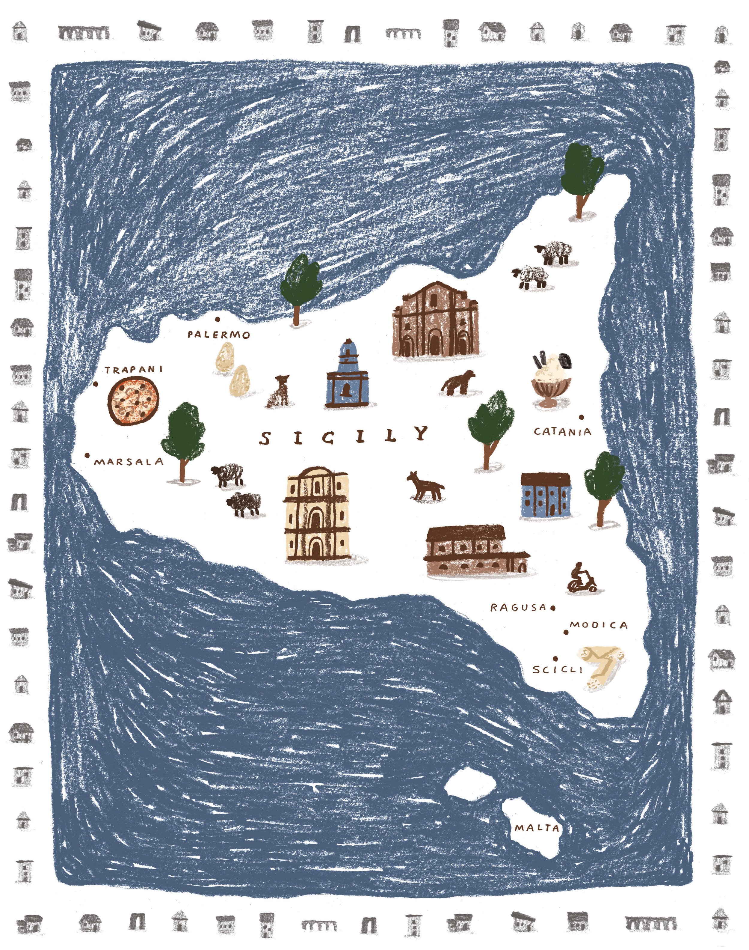 Map of Sicily for Mizzica the Dog from the Dumpster