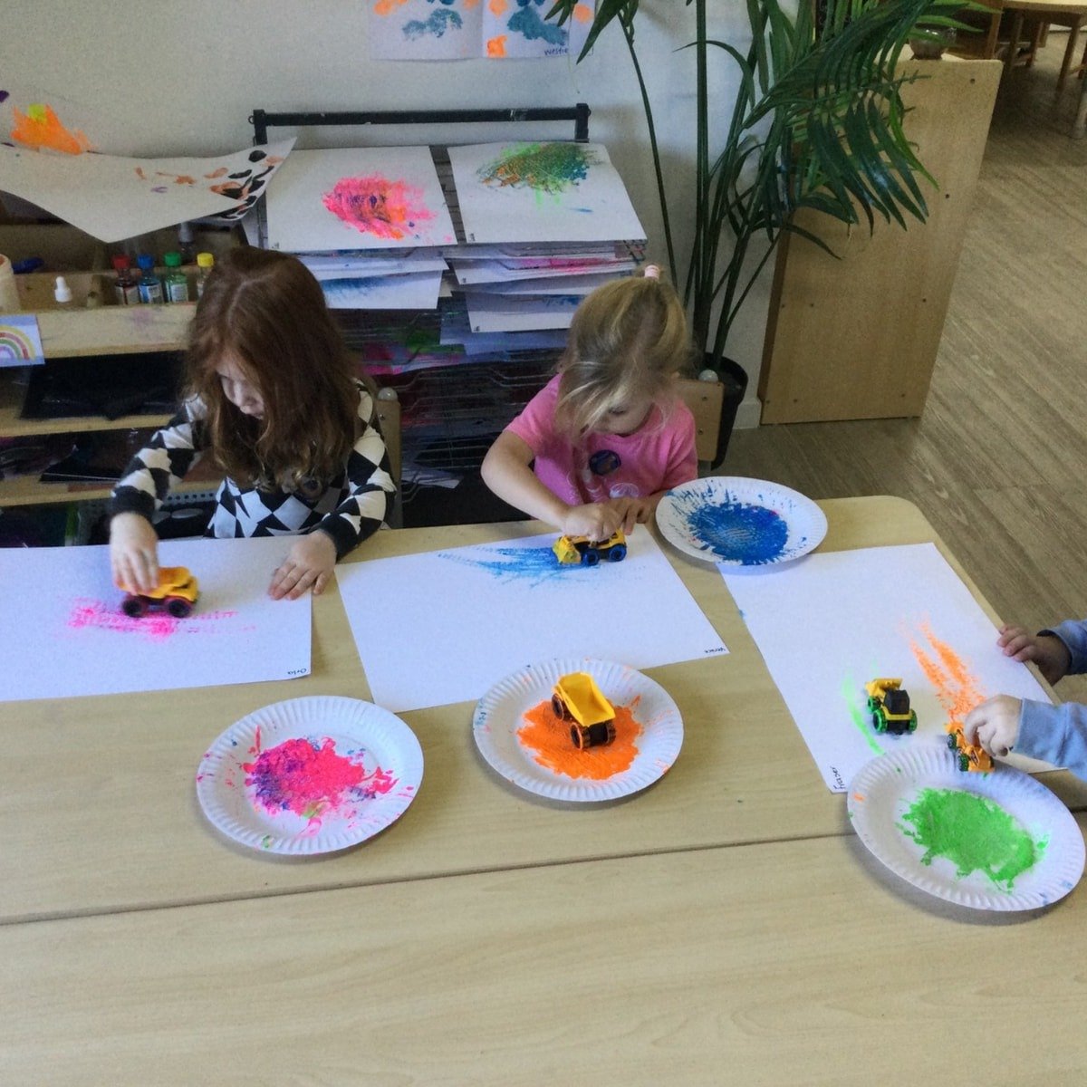 What happens when you mix paint, paper, and a few speedy wheels? Rolling masterpieces! Today&rsquo;s fun activity sparked plenty of questions like &ldquo;Why do the lines look different?&rdquo; &ldquo;Do trucks make bigger ones?&rdquo; We used our ca