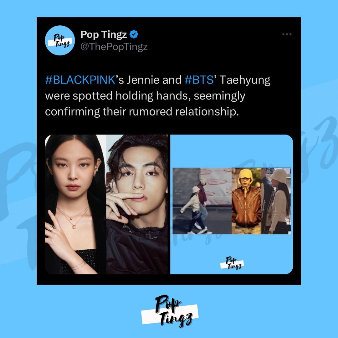 #BLACKPINK&rsquo;s Jennie and #BTS&rsquo; Taehyung were spotted holding hands, seemingly confirming their rumored relationship.