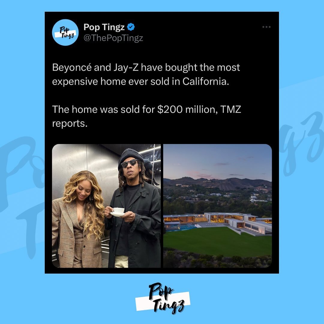 Beyonc&eacute; and Jay-Z have bought the most expensive home ever sold in California.

The home was sold for $200 million, TMZ reports.