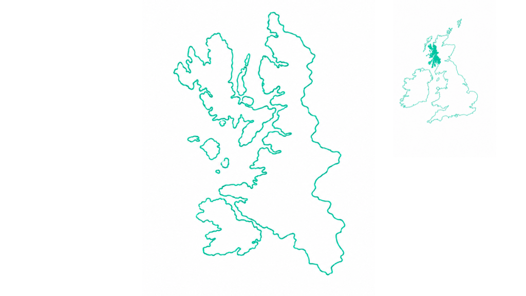 Interactive West Coast Scotland road trip route map showing Argyll, Mull, Ardnamurchan, the West Highlands and Skye