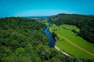 View over the River Wye and wooded landscape near Symonds Yat