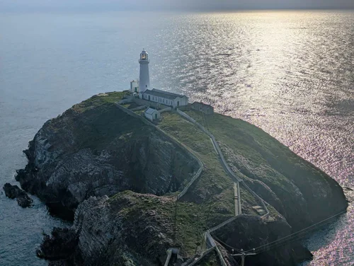 South Stack Lighthouse below the cliffs on the north-west coast of Anglesey