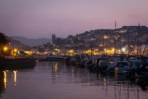 Twilight over the English Riviera coast