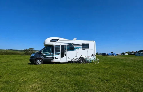Motorhome pitch at Dinarth Hall Camping and Caravan Site near Llandudno
