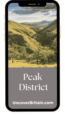 Peak District Road Trip digital road trip guidebook shown on a mobile phone