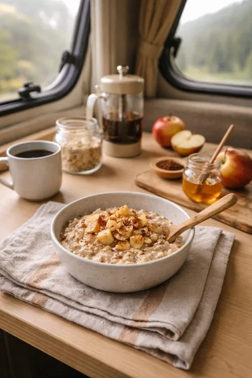 Simple campervan breakfast ingredients