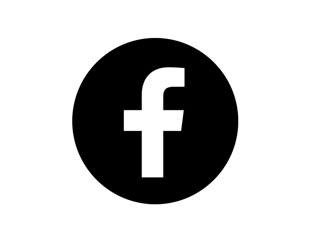 Facebook logo in white on black background.