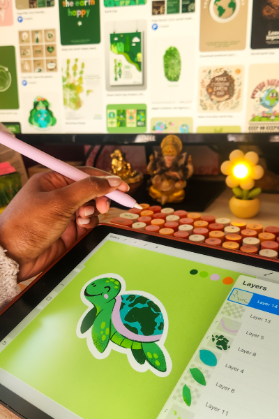 Sheri the designer of Sheri & Co illustrating