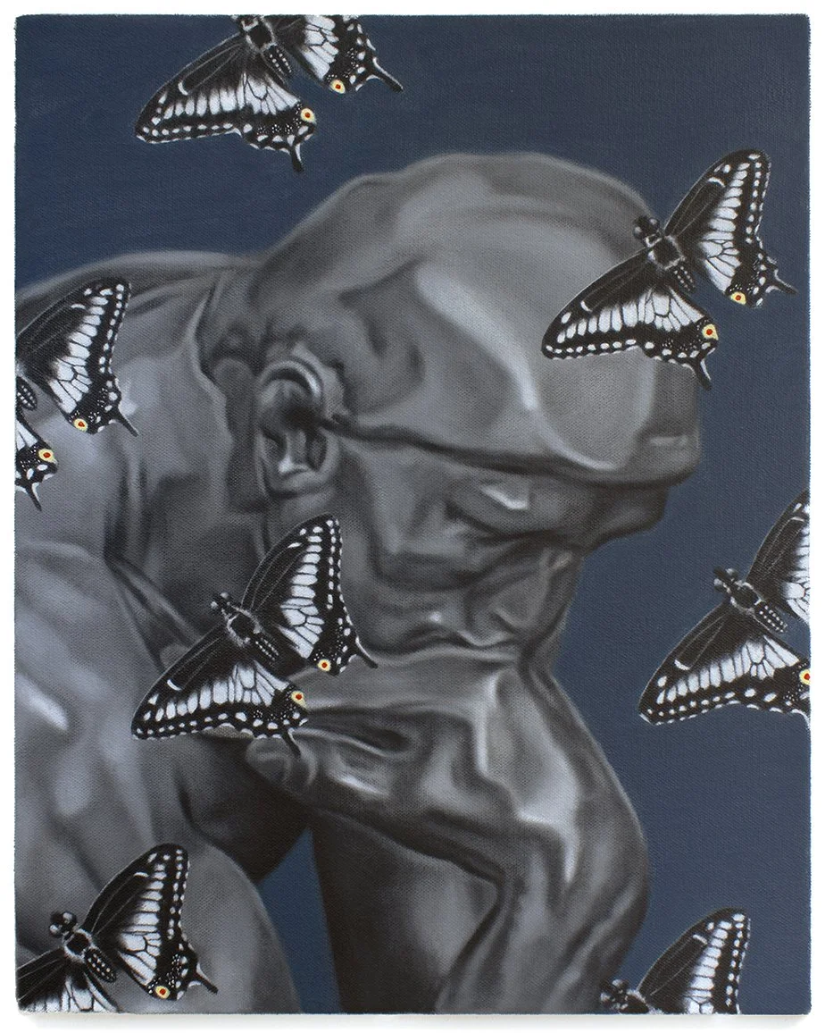 Big Man Thinks Pretty Thoughts, 2025, oil on canvas, 15 x 12"