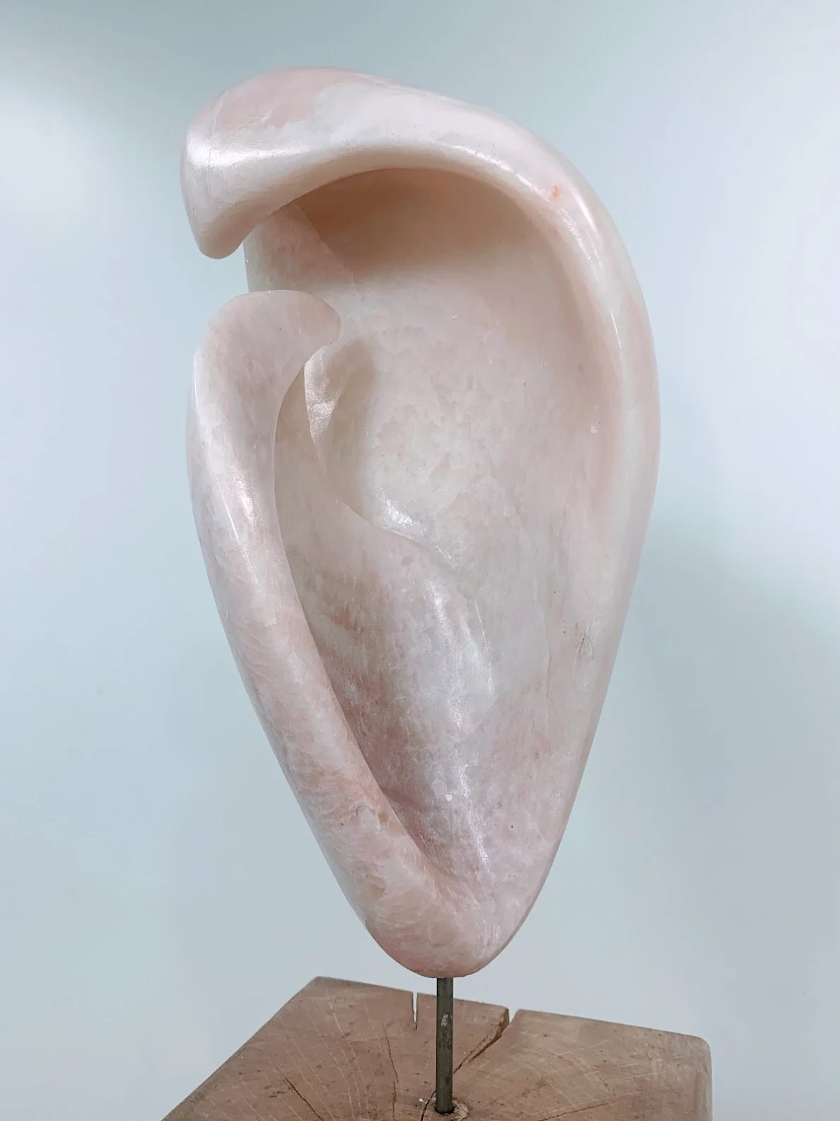 inside heart of pink stone sculpture