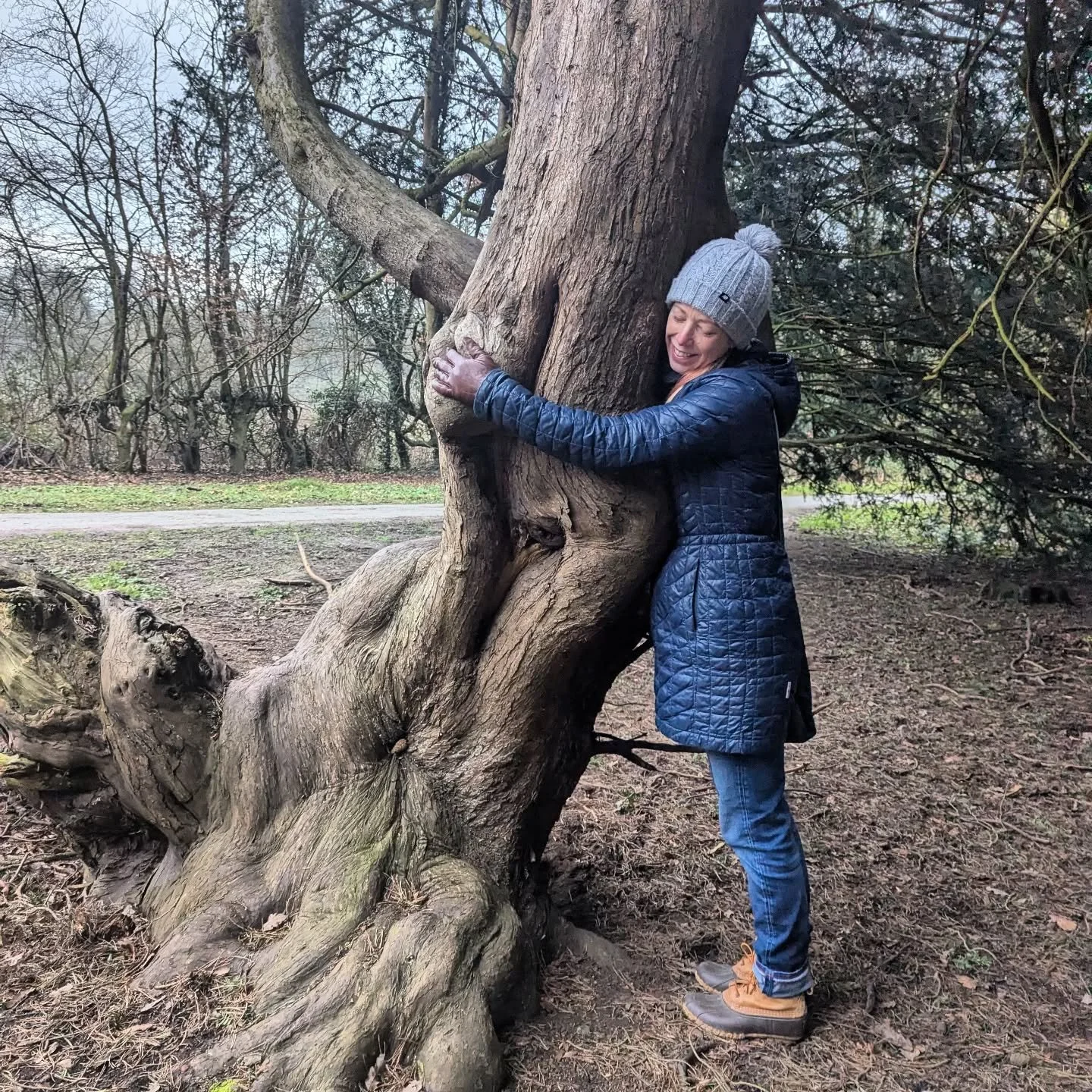 Me hugging a tree.

It was a cold walk this morning on Duke's Drive, but it was well worth the chilly fingers and toes for a lovely walk and chat with a friend @mamanaturehub and being surrounded by the ancient woods (and huggable trees).

I hope you