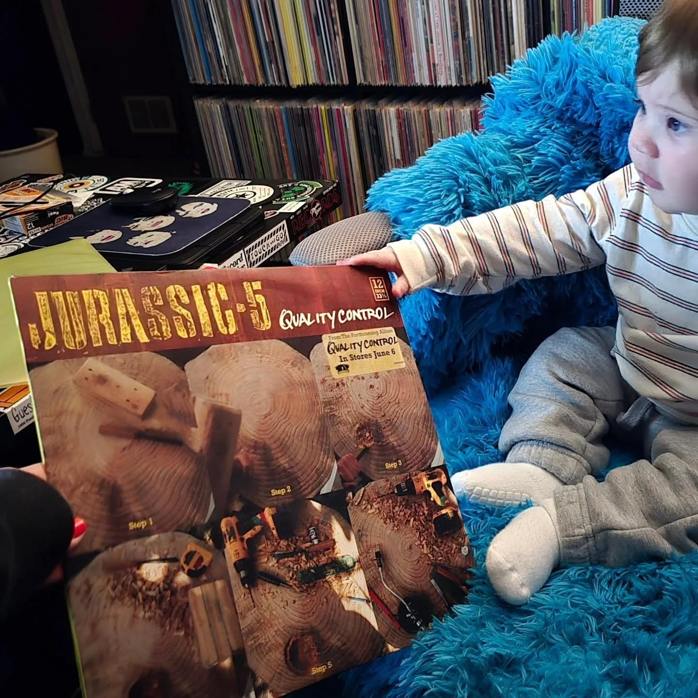 It's 5AM. And he woke ME up. Now, let's wake him up. The full length of this gem is available on RSD on wood grain vinyl with an alternate cover. Go grab it. 

#records #babies