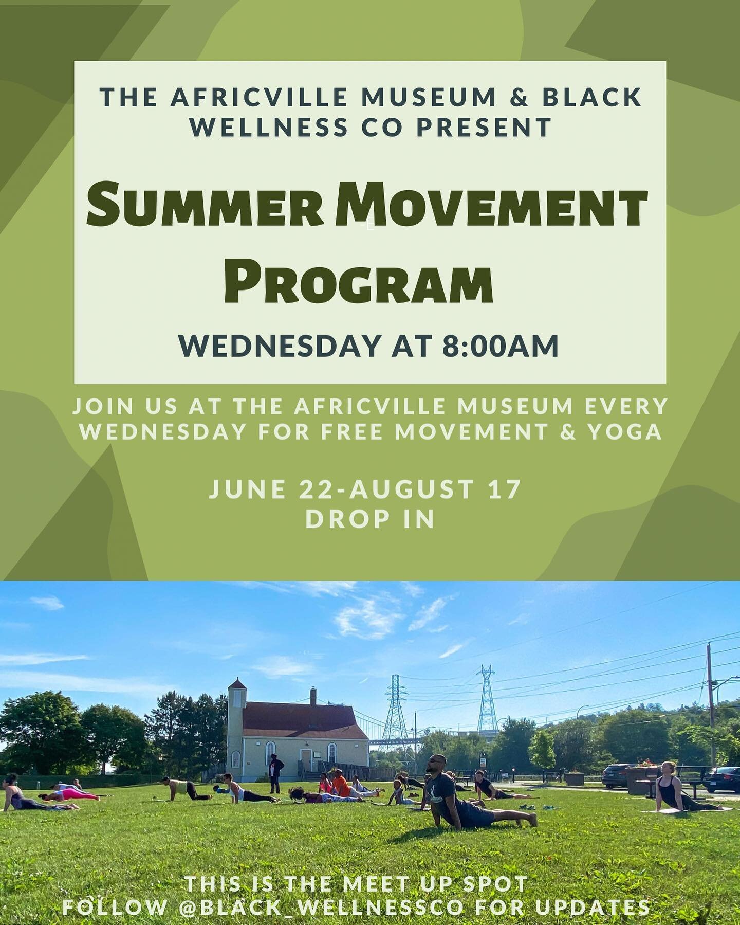 Join us for another summer at Africville!

Every Wednesday at 8 AM this summer we will be holding yoga and movement classes!
Our program starts this Wednesday June 22 and ends on August 17! 

Come through to move with BWC members and community

IMPOR