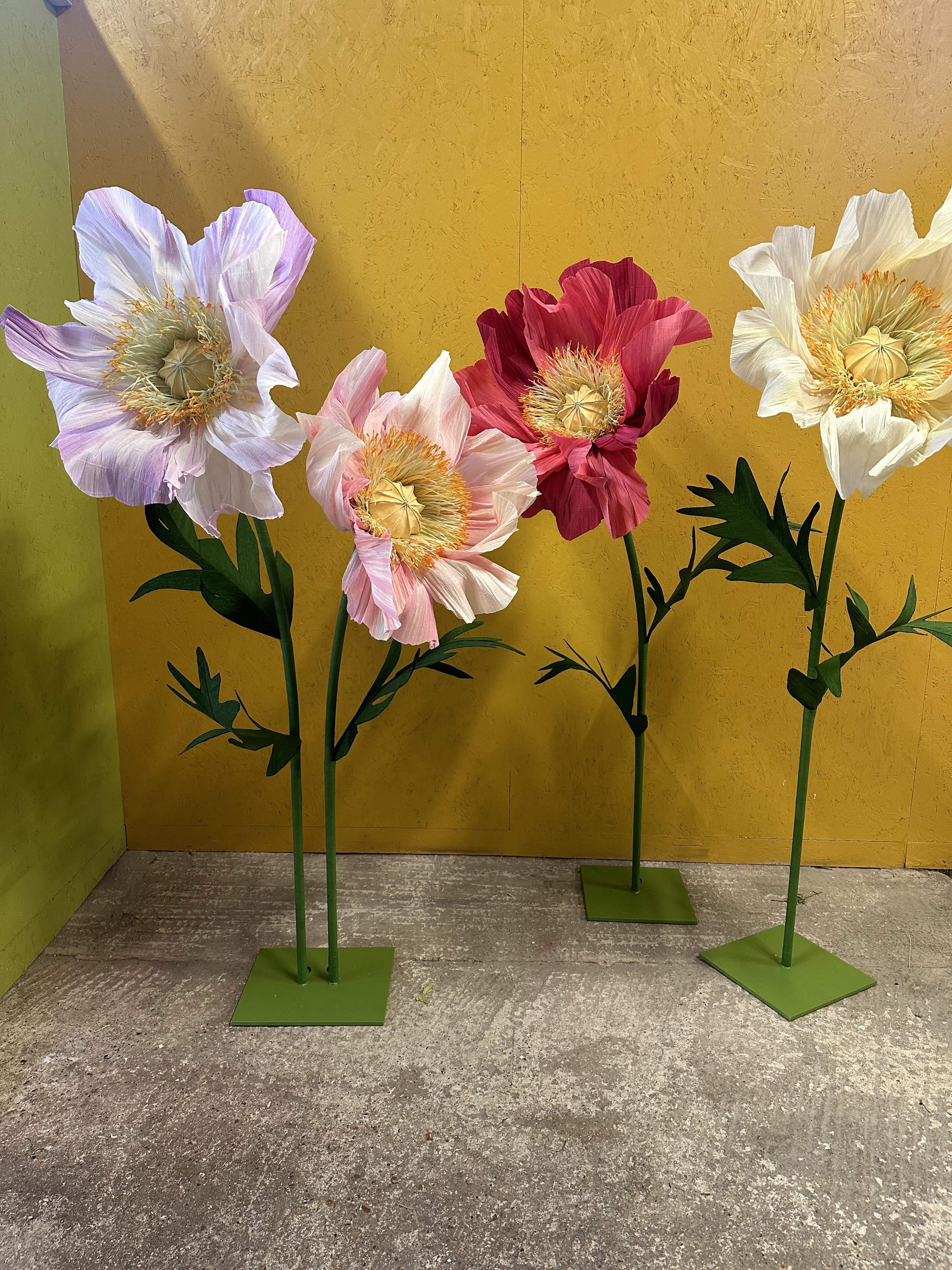 Oversized paper poppies for childs birthday party in Chelsea, London