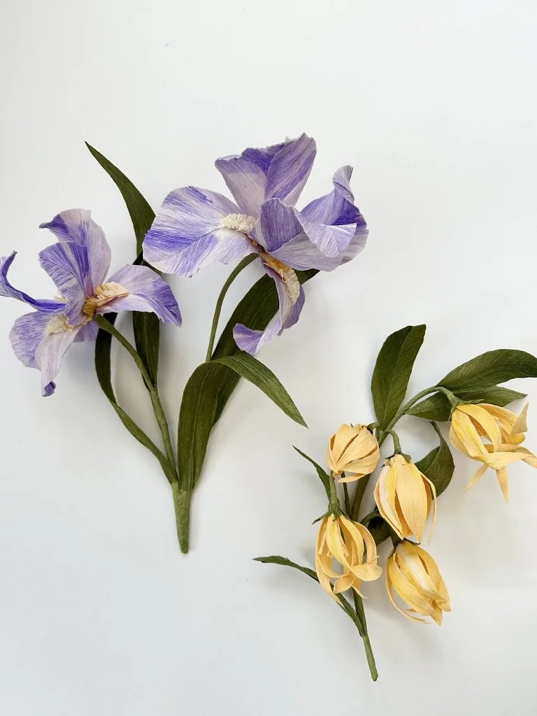 small scale handmade paper flowers for Fragonard Paris