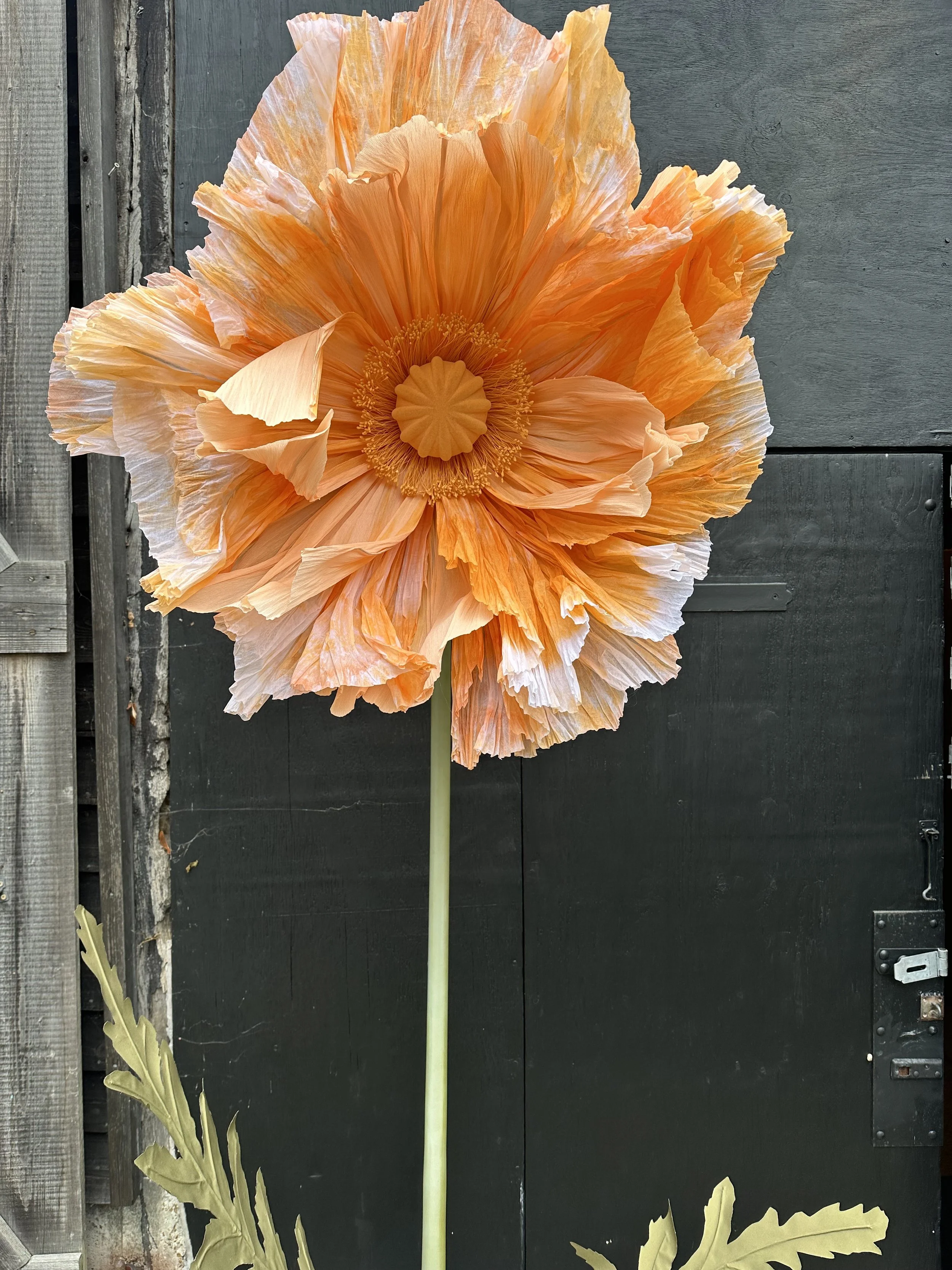 Giant Poppy Flower, handmade from fabrics by Fiona Coupe Studio for Jo Malone London shop displays