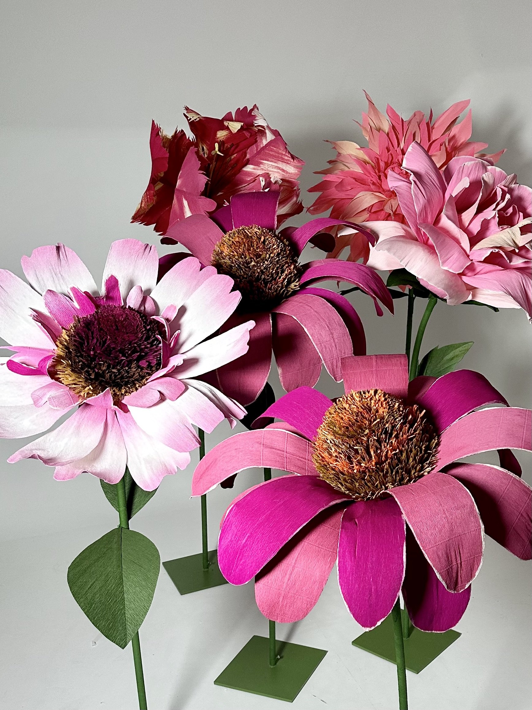 Pink giant oversized paper flowers