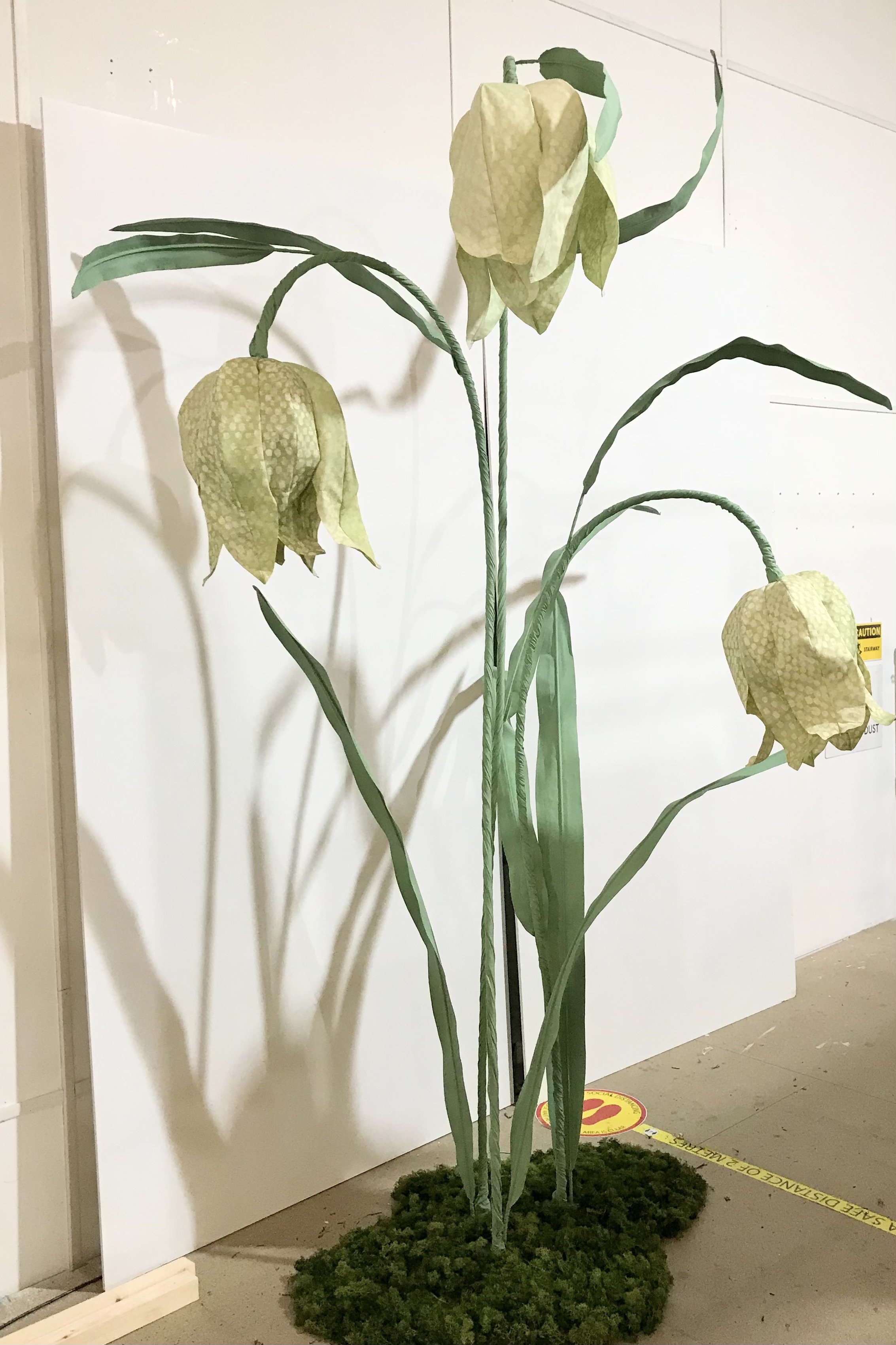 Handmade, Green, Snakeshead Flower Made from hand dyed fabrics for Jo Malone London. Prototype for Shop window display